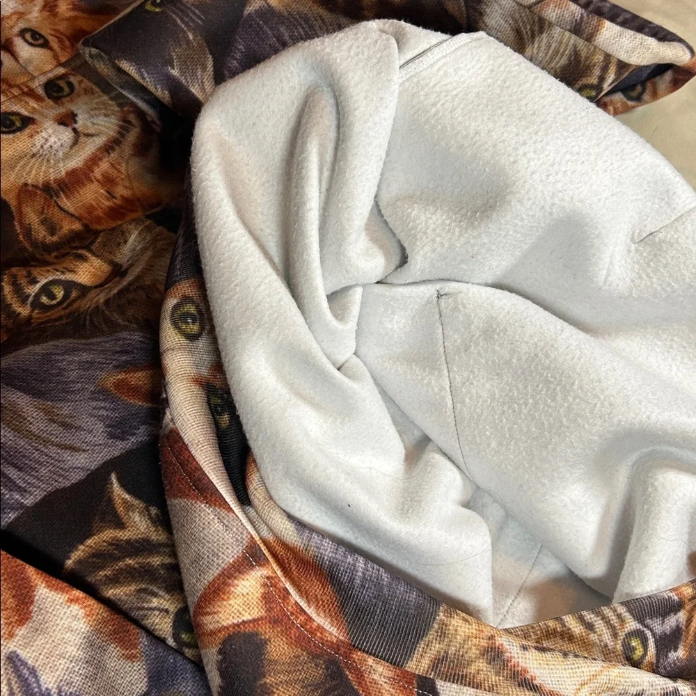 Cat Print Hoodie for Pet Lovers XL Adult